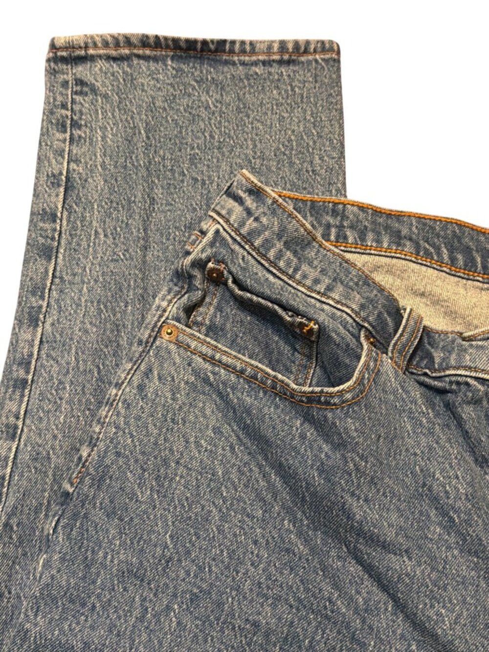Abercrombie & Fitch Curve Love 90s Straight Mid Rise Jeans Blue Denim Sz 12L - Picture 2 of 4